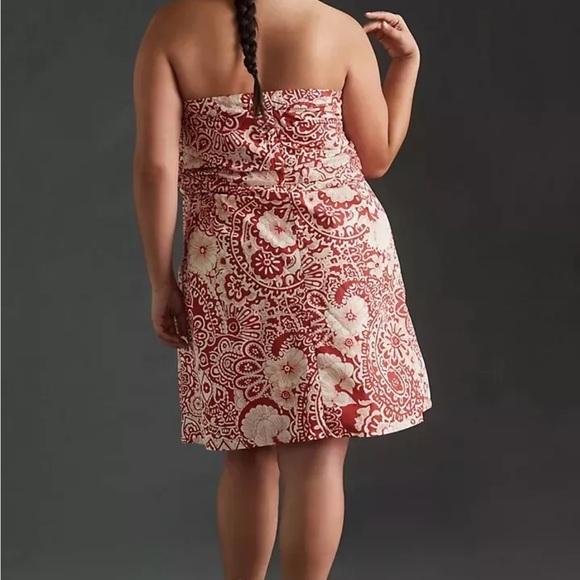 🌿|NWT| Anthropologie Blue Tassel Strapless Mini Dress plus size 1X - Picture 2 of 11